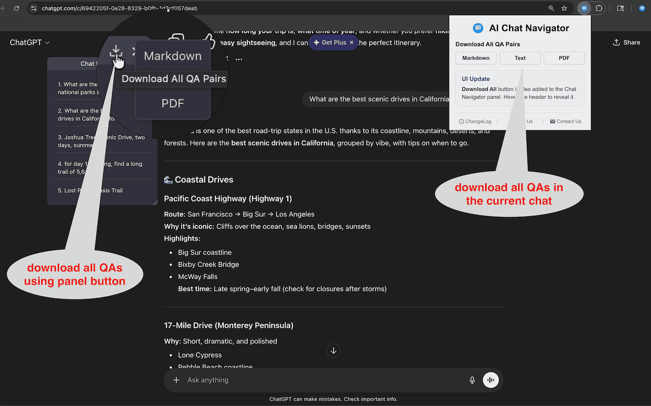 Download all action in the panel header